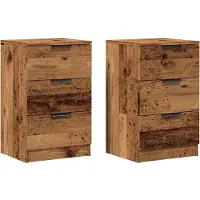 vidaXL Nachtkastjes 2 st 40x36x65 cm bewerkt hout oud houtkleurig
