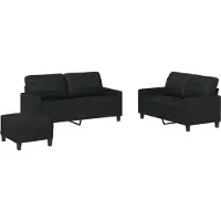 vidaXL 3-delige Loungeset met kussens kunstleer zwart