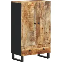vidaXL Hoge kast met lade 60x33x100 cm massief mangohout en ijzer