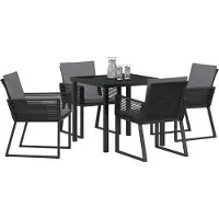 vidaXL Tuin Eettafel Set 5 st Zwart Gepoedercoat staal