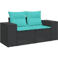 vidaXL 4-delige tuinbankset met kussens, zwart polyrotan