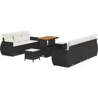 vidaXL Tuinbank Set 10 st 7-Aantal zitplaatsen Zwart en Crème