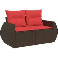 vidaXL 6-delige tuinbankset met kussens, bruin polyrotan