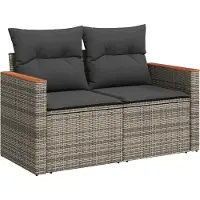 vidaXL Tuinbank Set 12 st 10-Aantal zitplaatsen Grijs poly rattan