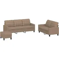 vidaXL 3-delige Loungeset met kussens kunstleer cappuccino