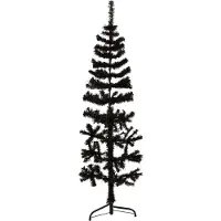 vidaXL Kunstkerstboom half met standaard smal 120 cm zwart