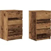 vidaXL Nachtkastjes met 3 lades 2 st 39x35x65 cm oud hout