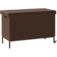 vidaXL Tuinbox met wielen 110x55x73 cm poly rattan bruin
