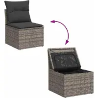 vidaXL 7-delige Loungeset met kussens poly rattan acacia grijs