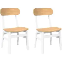 vidaXL Eetkamerstoelen 2 st massief hout rubber wit