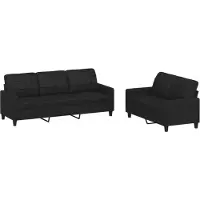 vidaXL 2-delige Loungeset met kussens kunstleer zwart