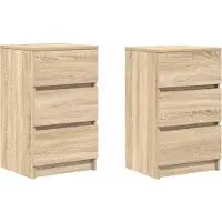 vidaXL Nachtkastjes met 3 lades 2 st 39x35x65 cm Sonoma eikenkleurig