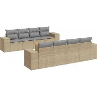 vidaXL 9-delige Loungeset met kussens poly rattan beige