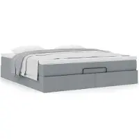 vidaXL Ottoman bed met matras 180x200cm stof lichtgrijs