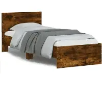 vidaXL Bedframe met hoofdeinde bewerkt hout gerookt eiken 90x190 cm