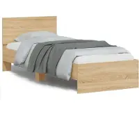 vidaXL Bedframe met hoofdbord zonder matras sonoma eiken 75x190 cm