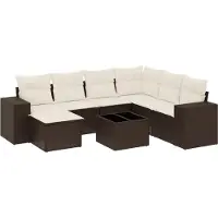 vidaXL 8-delige Loungeset met kussens poly rattan bruin