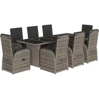 vidaXL 9-delige tuinset met kussens, grijs, polyrotan