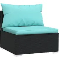 vidaXL Tuinmiddenbank met kussens poly rattan zwart