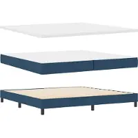 vidaXL Boxspring bed met LED-stripverlichting Blauw 200 x 200 cm Stof