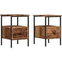 vidaXL Nachtkastjes 2 st 34x36x50 cm bewerkt hout oud houtkleurig