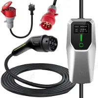 Junsun Hexinex Draagbare 11kW 16A 4M 3-Fase EV Laadkabel - Type 2 Laadpaal ,LCD Scherm, Schakelbare stroom, 1* Adapter - IEC62196-2 & IP67
