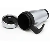 Benson Warmhoudbeker - thermos - isoleer koffiebeker - mok - RVS - zilver/zwart - 450 ml - Reisbeker