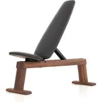 Nohrd WeightBench Halterbank Notenhout, Kunstleer Zwart – Verstelbare Fitnessbank van Massief Hout – Luxe Design – Stevig & Duurzaam – Geschikt voor Halteroefeningen