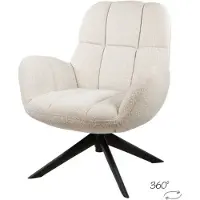 MySons Fauteuil Elvis Draaibaar Monet Pearl 73x75x88 cm Luxe Relaxstoel - Moderne Stof - Draaifauteuil - 360° Draaibare Comfort Chair - Design Fauteuil met Metalen Onderstel