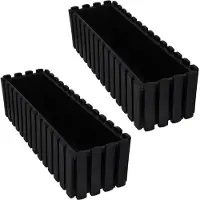 KOTARBAU Rustiek - Balkon Bloembak - 60cm - Antraciet - Set van 2
