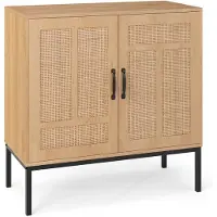 Costway Sideboard rotan opbergkast, boho buffet accentkast, buffetkast met 3-voudig verstelbaar rek en 2 deuren voor keuken, eetkamer, woonkamer en hal (natuur)