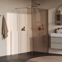 Brauer oblivion inloopdouche brons glas 120x200 met zijwand 30 incl. Glascoating pvd koper geborsteld