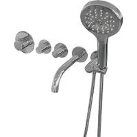 Brauer Stripe Inbouw Badthermostaat Met Uitloop - 3-standen Handdouche - Chroom - Kranen, Badkranen, Inbouw Badkranen - 8720724564849