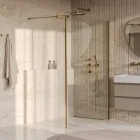 Brauer Oblivion inloopdouche helder glas 130x200 met zijwand 30 incl. glascoating PVD goud geborsteld