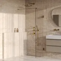 Brauer Void inloopdouche helder glas 50x200 incl. glascoating PVD goud geborsteld