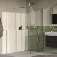 Brauer Oblivion inloopdouche helder glas 100x200 met zijwand 30 incl. glascoating PVD RVS-kleurig geborsteld
