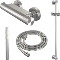 Brauer Stripe Opbouw Glijstangset - Staafhanddouche - Geborsteld RVS PVD - Messing - Kranen, Douchekranen, Douchesets, Opbouw Douchesets, - Kranen, Douchekranen, Douchesets, Opbouw douchesets,