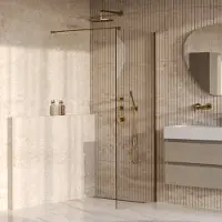 Brauer Oblivion inloopdouche helder glas 80x200 incl. glascoating PVD goud geborsteld