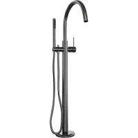 Brauer Stripe vrijstaande badmengkraan SET 01 met staaf handdouche en doucheslang gunmetal geborsteld PVD