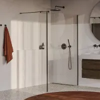 Brauer Oblivion inloopdouche helder glas 140x200 met zijwand 30 incl. glascoating PVD gunmetal geborsteld