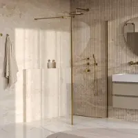 Brauer Oblivion Inloopdouche - 120x200cm Met Zijwand 40cm - Geborsteld Goud PVD - Gehard Glas - Douche, Douchewanden, Inloopdouche, Vaste Wand Met Zijwand - 8720359395948