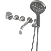Brauer Stripe Inbouw Badthermostaat Met Uitloop - 3-standen Handdouche - Geborsteld RVS PVD - Kranen, Badkranen, Inbouw Badkranen - 8720724565167