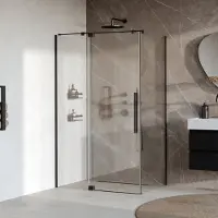 Brauer Stellar douchecabine met draaideur helder glas 120x80x200 omkeerbaar incl. glascoating mat zwart