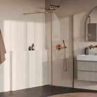 Brauer Oblivion inloopdouche helder glas 90x200 met zijwand 40 incl. glascoating PVD koper geborsteld