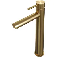 Brauer Stripe verhoogde opbouw wastafelmengkraan model A goud geborsteld PVD