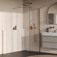 Brauer Oblivion inloopdouche helder glas 80x200 incl. glascoating PVD koper geborsteld