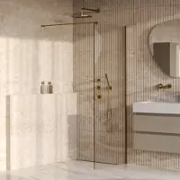 Brauer Oblivion inloopdouche helder glas 70x200 incl. glascoating PVD goud geborsteld