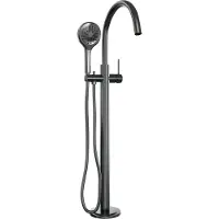 Brauer Stripe Vrijstaande Badmengkraan - 3-standen Handdouche - Geborsteld Gunmetal PVD - Messing - Kranen, Badkranen, Vrijstaande Badkranen