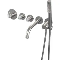 Brauer Stripe Inbouw Badthermostaat Met Uitloop - Staafhanddouche - Geborsteld RVS PVD - Kranen, Badkranen, Inbouw Badkranen - 8720724565150