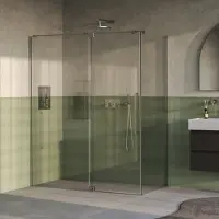 Brauer Stellar douchecabine met draaideur helder glas 160x80x200 omkeerbaar incl. glascoating PVD RVS-kleurig geborsteld